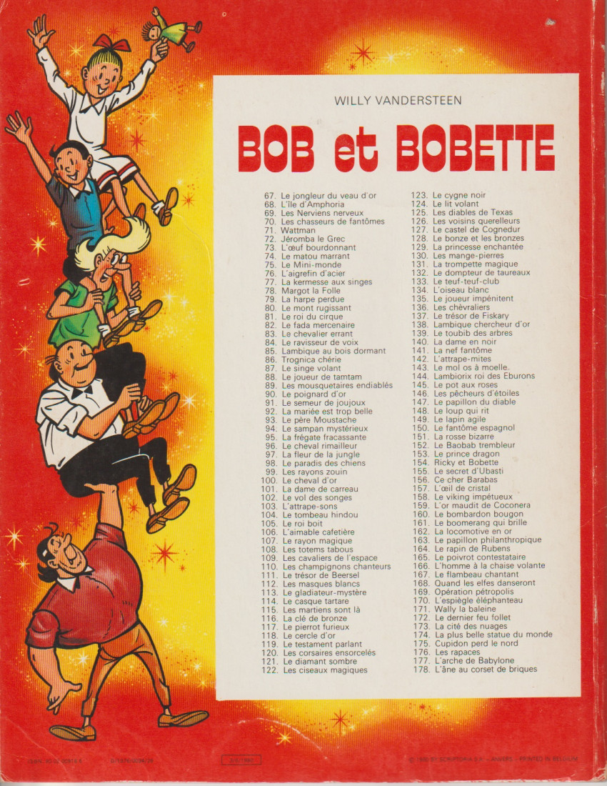 Verso de l'album Bob et Bobette Tome 159 l'or maudit de Coconera