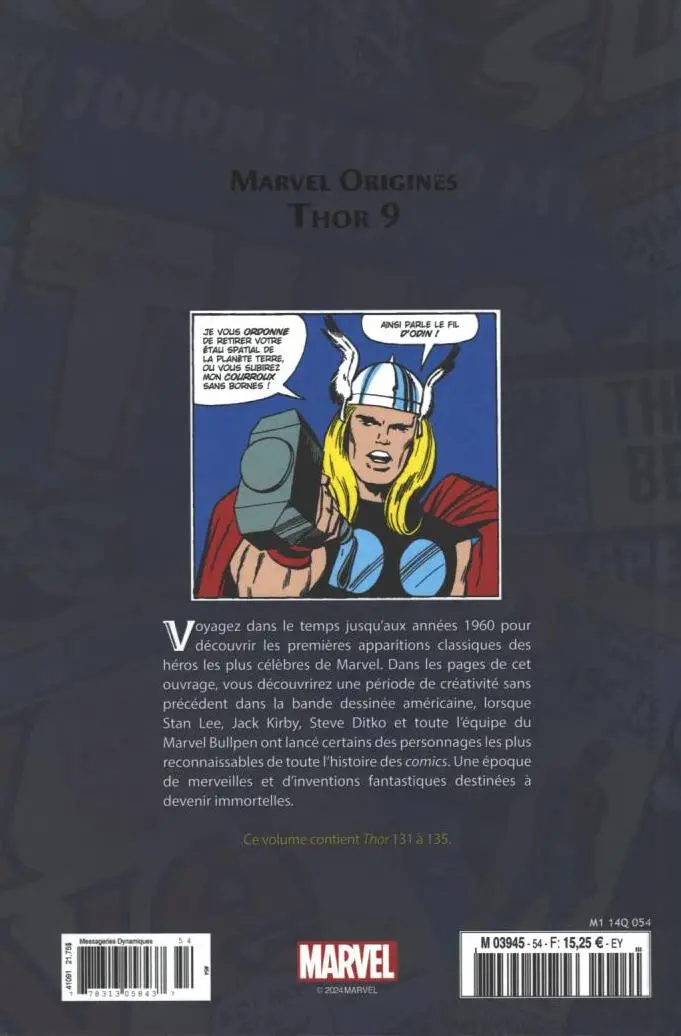 Verso de l'album Marvel Origines N° 54