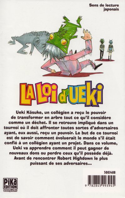 Verso de l'album La Loi d'Ueki Tome 3