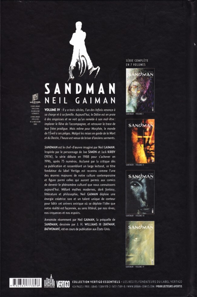 Verso de l'album Sandman Volume IV