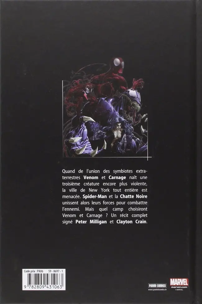 Verso de l'album Venom vs Carnage Un enfant est né