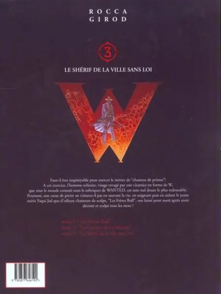 Verso de l'album Wanted Tome 3 Le shérif de la ville sans loi