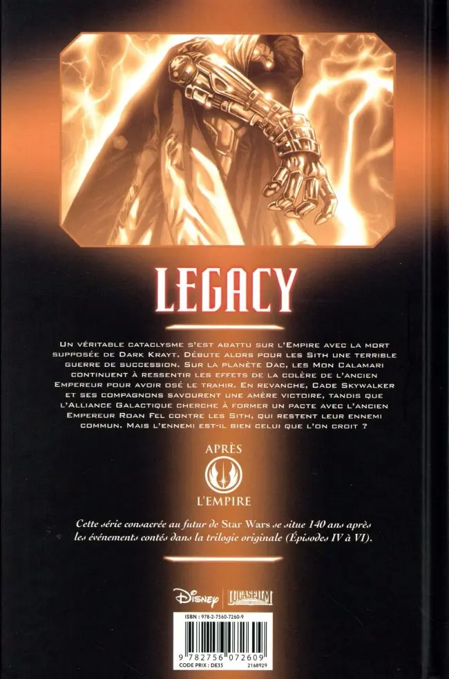 Verso de l'album Star Wars - Legacy Tome 6 Renégat