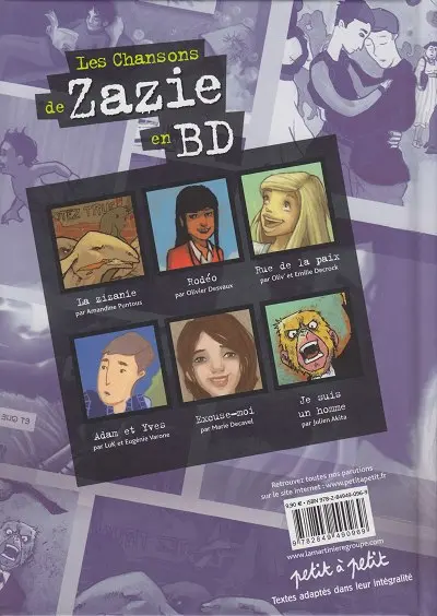 Verso de l'album Chansons en Bandes Dessinées Les Chansons de Zazie en BD