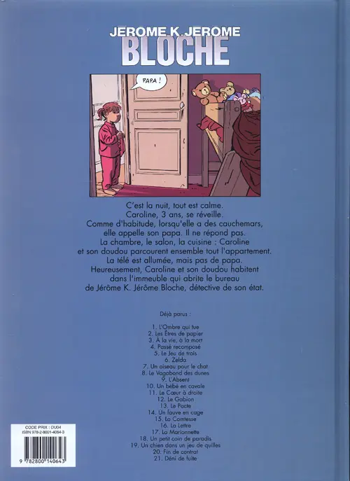 Verso de l'album Jérôme K. Jérôme Bloche Tome 21 Déni de fuite
