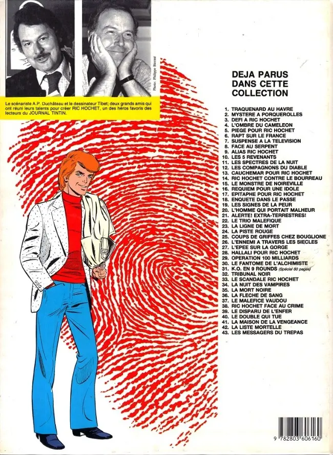 Verso de l'album Ric Hochet Tome 43 Les messagers du trépas