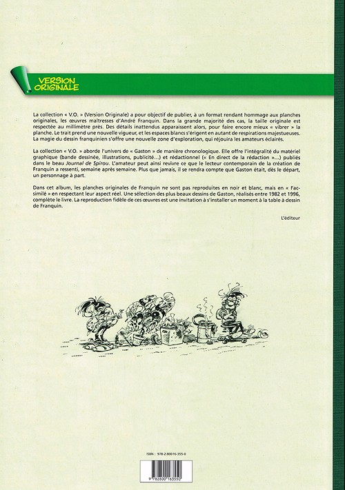 Verso de l'album Gaston L'intégrale (Version Originale) Tome 16 Gaston 1982-1996