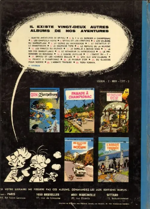Verso de l'album Spirou et Fantasio Tome 23 Tora Torapa