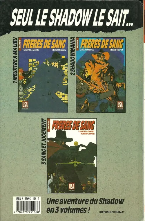 Verso de l'album Super Héros Tome 32 Shadow : Frères de sang 1/3 - Meurtres à Malibu