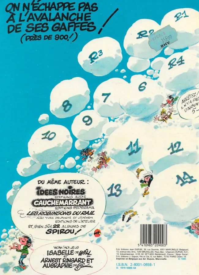 Verso de l'album Gaston Tome 13 lagaffe merite des baffes