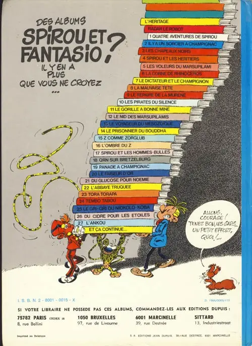 Verso de l'album Spirou et Fantasio Tome 13 Le Voyageur du mésozoïque