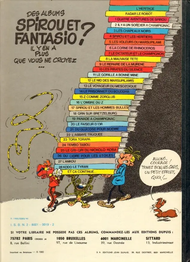 Verso de l'album Spirou et Fantasio Tome 17 Spirou et les hommes-bulles