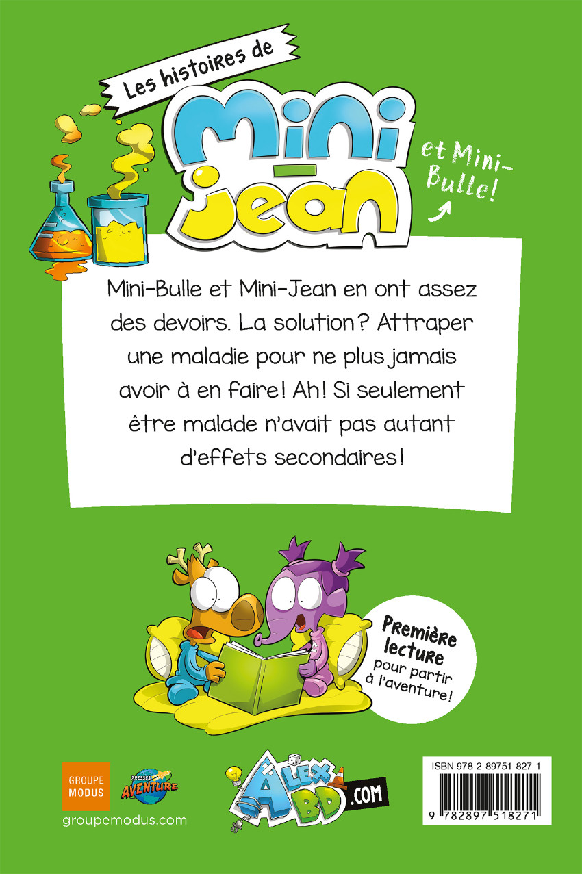 Verso de l'album Les histoires de Mini-Jean et Mini-Bulle ! Tome 11 Les devoirs, c'est malade!