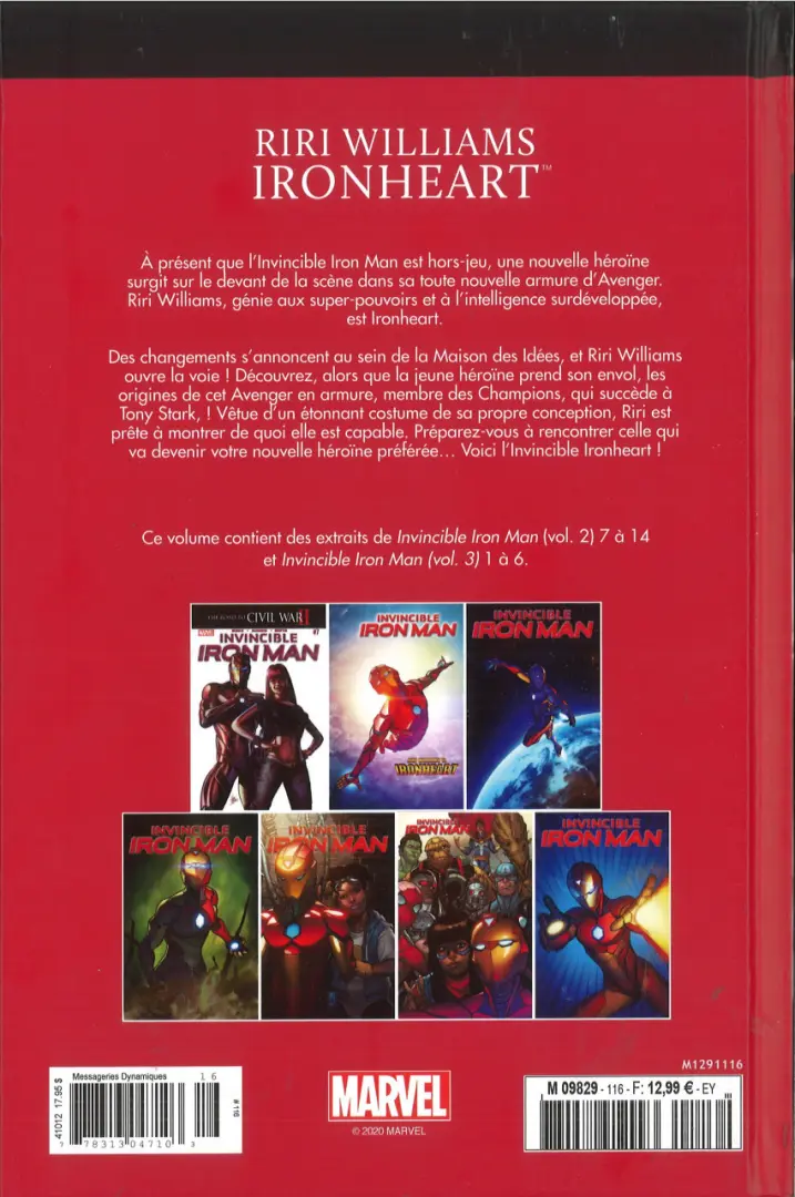Verso de l'album Le meilleur des Super-Héros Marvel Tome 116 Riri Williams Ironheart