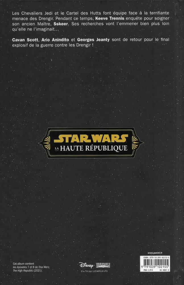 Verso de l'album Star Wars - La Haute République Phase I Tome 4 Sith et ombres