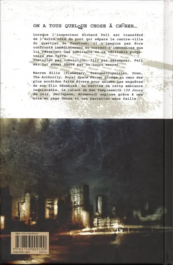 Verso de l'album Fell Tome 1 Snowtown