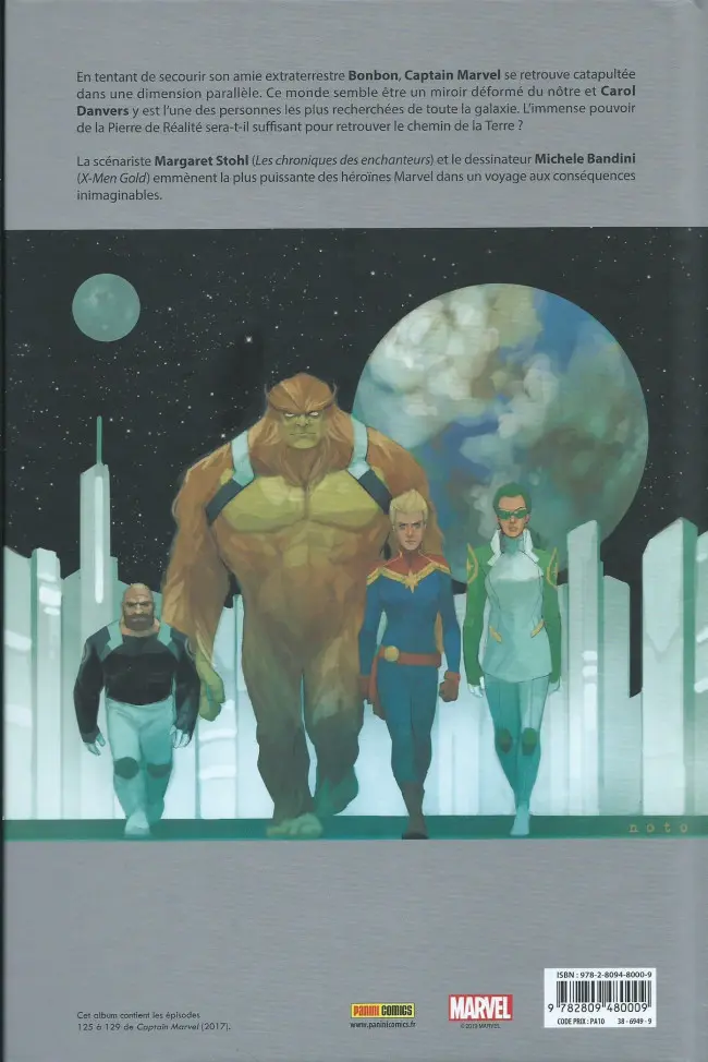 Verso de l'album Captain Marvel : Dark Origins