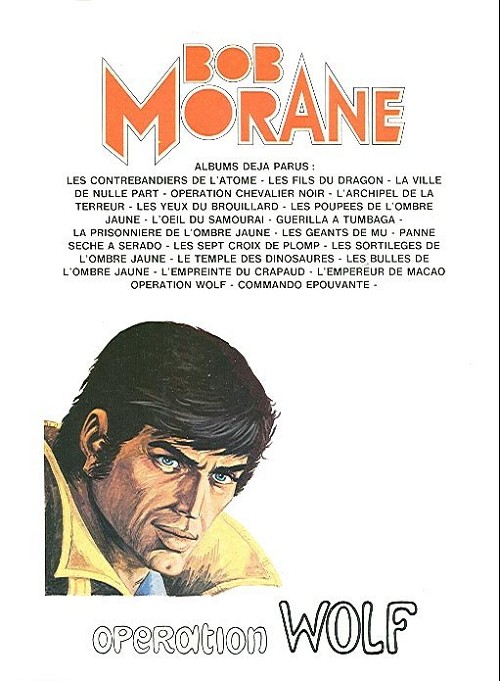 Verso de l'album Bob Morane Tome 28 Opération Wolf