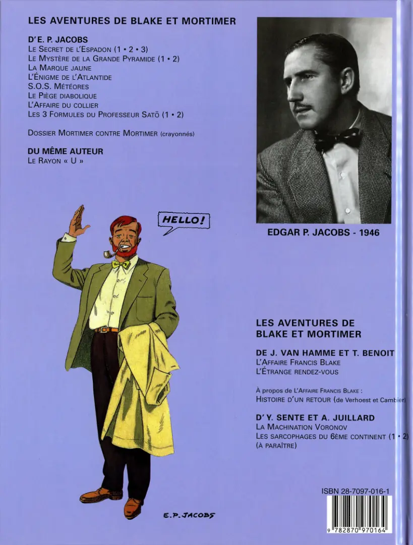 Verso de l'album Blake et Mortimer Tome 11 Les 3 formules du Professeur Satô - Tome 1