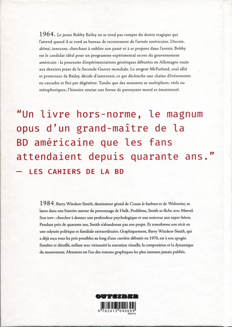 Verso de l'album Monstres