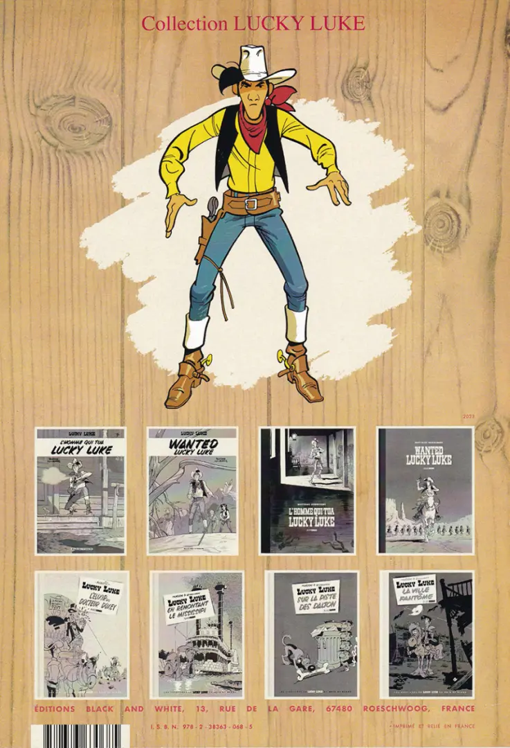 Verso de l'album Lucky Luke Wanted Lucky Luke