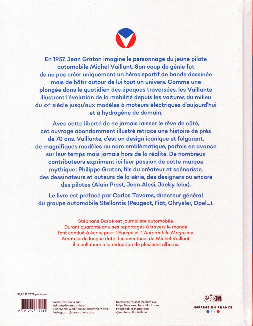 Verso de l'album Michel Vaillant Vaillante - Une marque automobile française