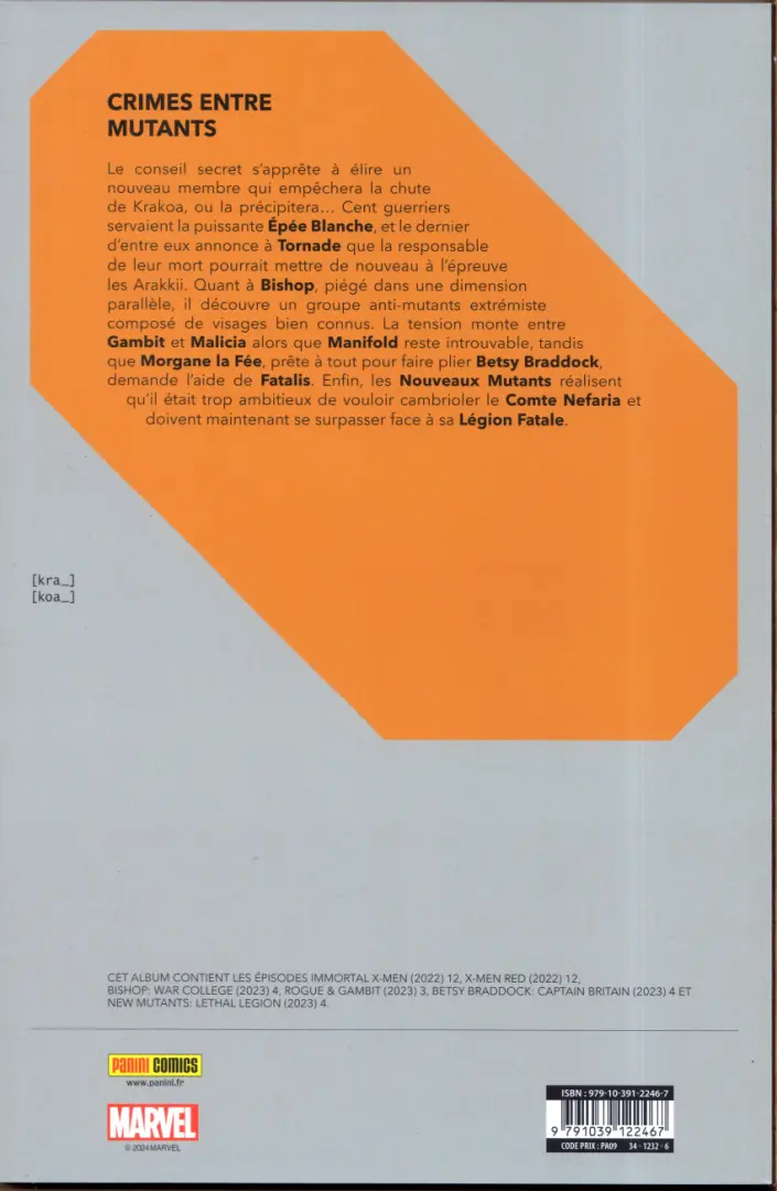 Verso de l'album Destiny of X Volume 25