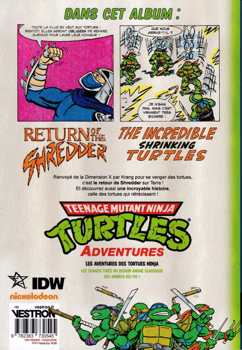 Verso de l'album Teenage Mutant Ninja Turtles Adventures Volume 1