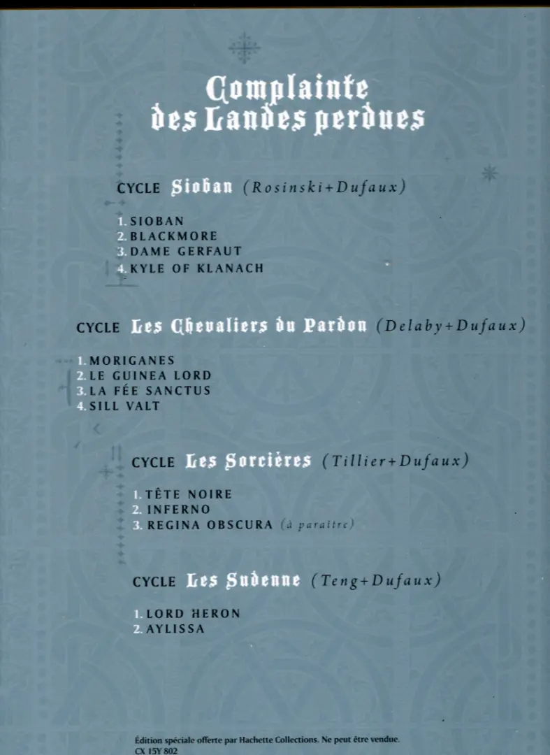 Verso de l'album Complainte des Landes perdues Sioban Tome 1 Sioban