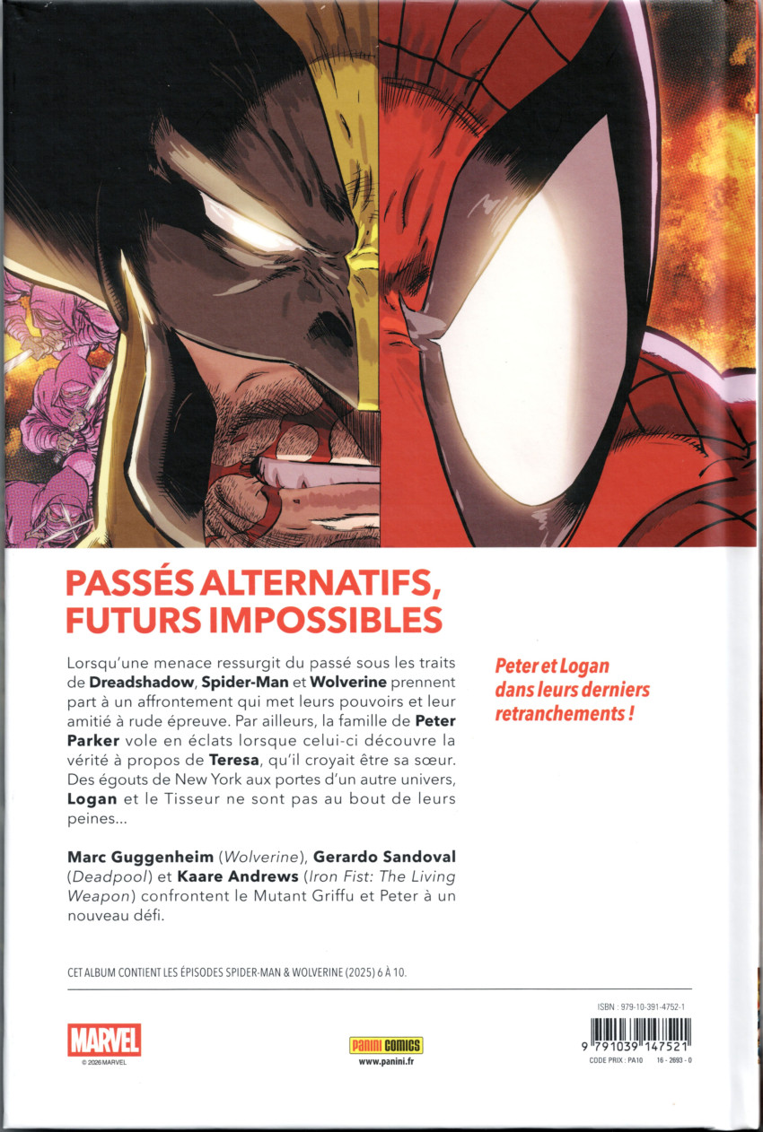Verso de l'album Spider-Man & Wolverine 2 Question de vie ou de mort