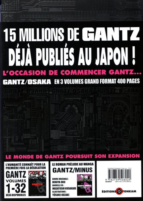 Verso de l'album Gantz/Osaka 3