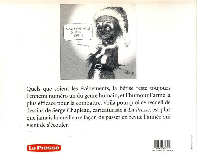 Verso de l'album L'année Chapleau 2001