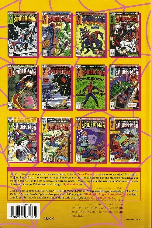 Verso de l'album Spectacular Spider-Man Tome 4 1980
