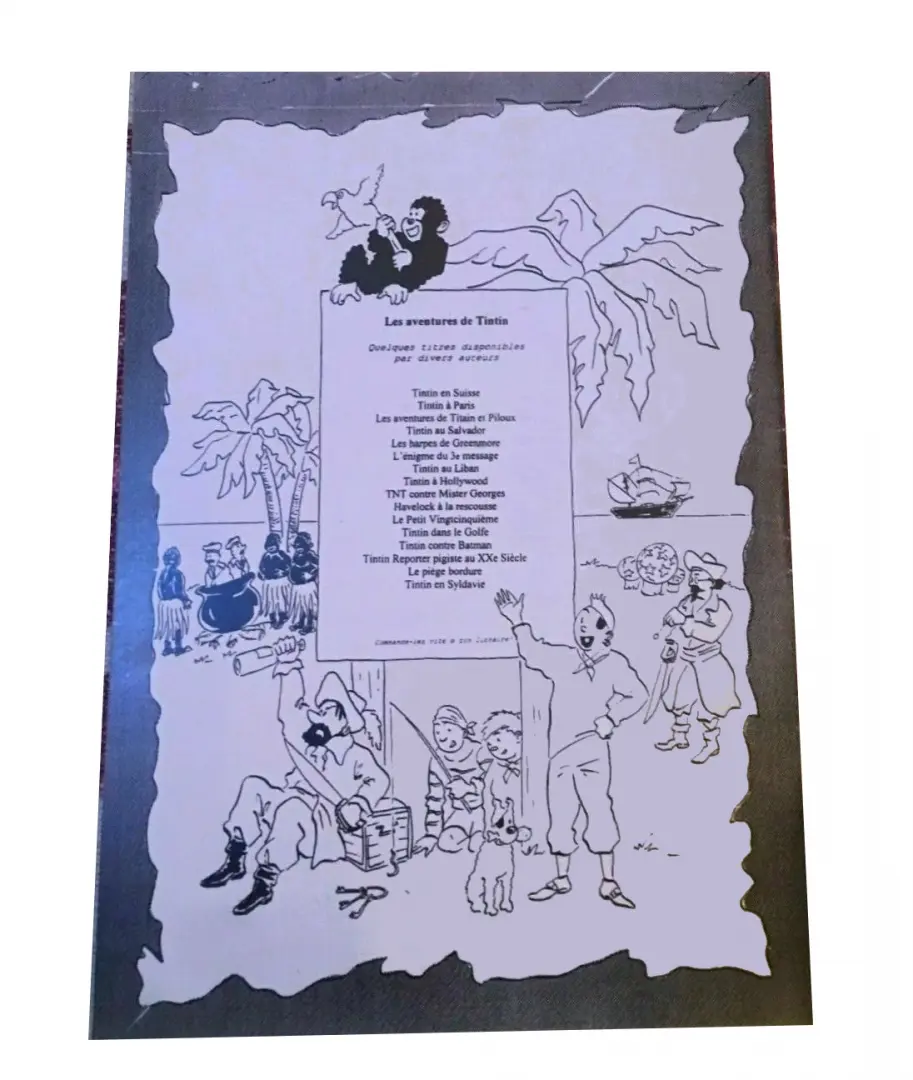 Verso de l'album Tintin Tintin chez les rastas