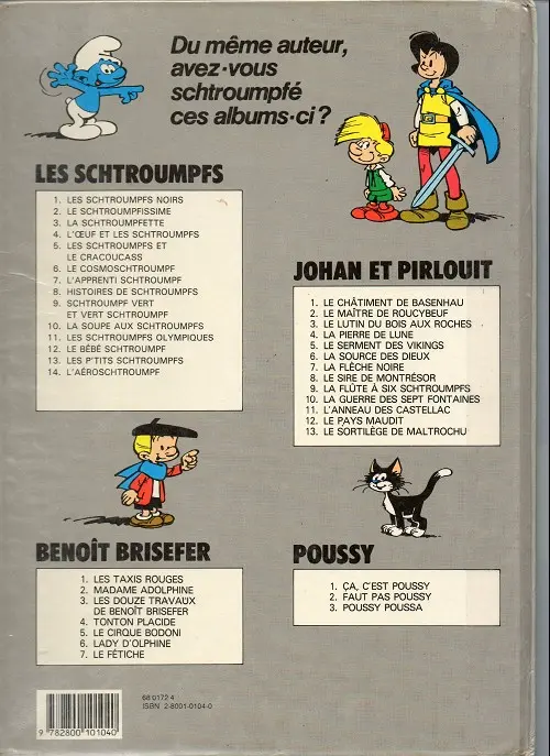 Verso de l'album Johan et Pirlouit Tome 10 La guerre des 7 fontaines