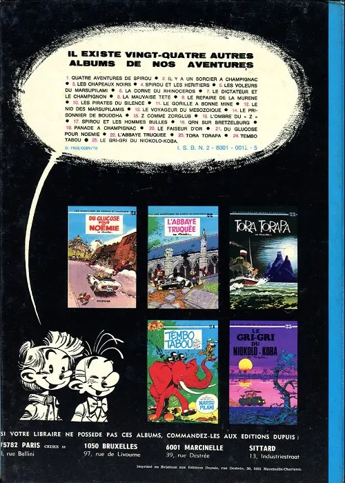 Verso de l'album Spirou et Fantasio Tome 10 Les pirates du silence
