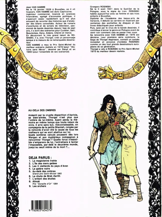 Verso de l'album Thorgal Tome 5 Au-delà des ombres
