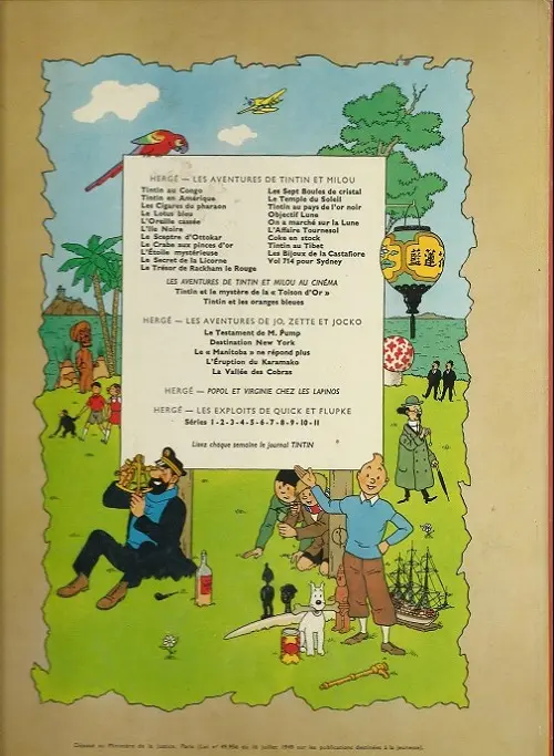 Verso de l'album Tintin Tome 9 Le crabe aux pinces d'or