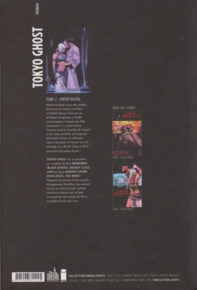 Verso de l'album Tokyo Ghost Tome 2 Enfer digital