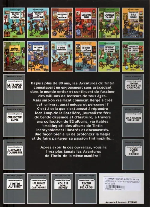 Verso de l'album Comment Hergé a créé... Tome 12 Les 7 boules de cristal