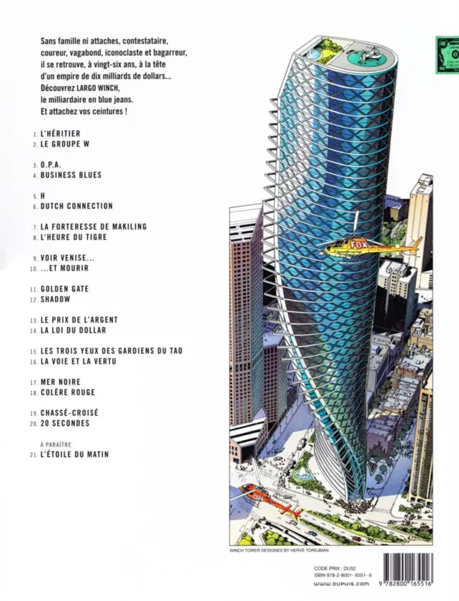 Verso de l'album Largo Winch Tome 20 20 secondes