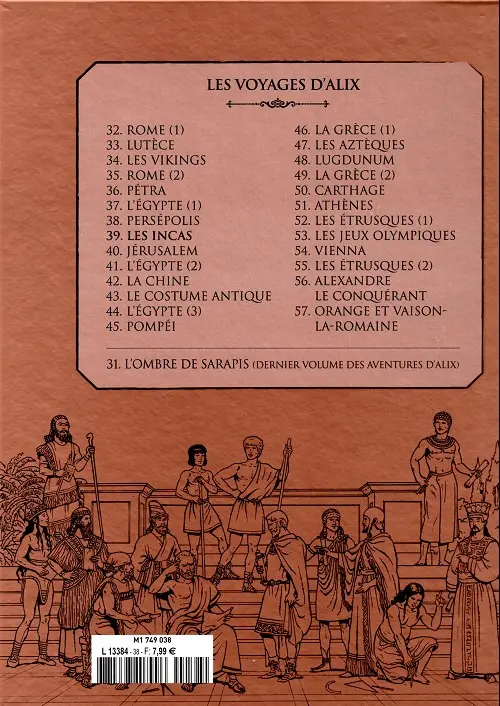 Verso de l'album Alix La collection Tome 39 Les voyages d'Alix - les Incas