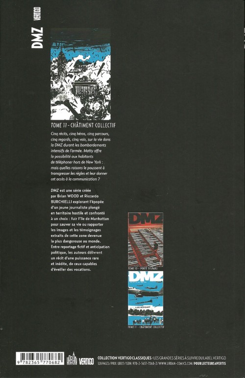 Verso de l'album DMZ Tome 11 Châtiment collectif