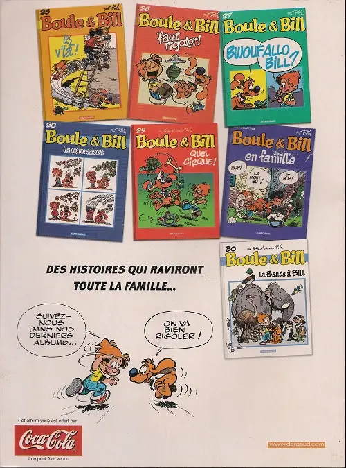 Verso de l'album Boule & Bill Tome 27 Bwouf Allo Bill ?