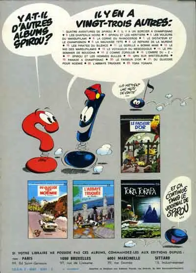 Verso de l'album Spirou et Fantasio Tome 24 Tembo Tabou