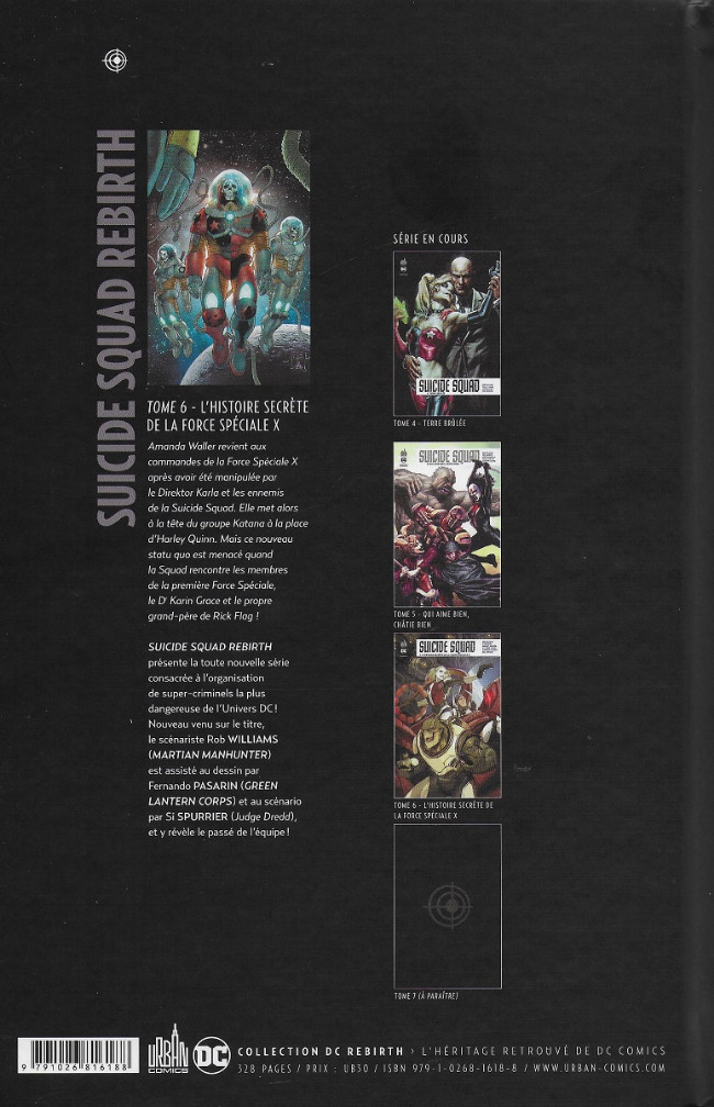 Verso de l'album Suicide Squad Rebirth Tome 6 L'histoire secrète de la force spéciale X