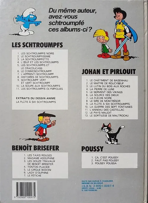 Verso de l'album Johan et Pirlouit Tome 3 Le lutin du bois aux roches