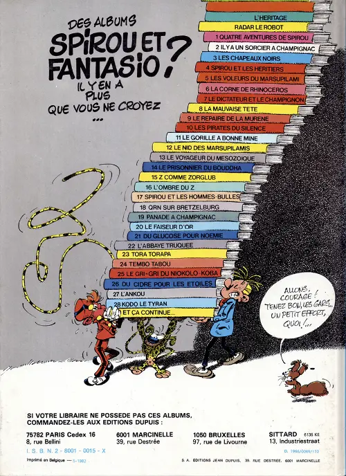 Verso de l'album Spirou et Fantasio Tome 13 Le voyageur du mésozoïque