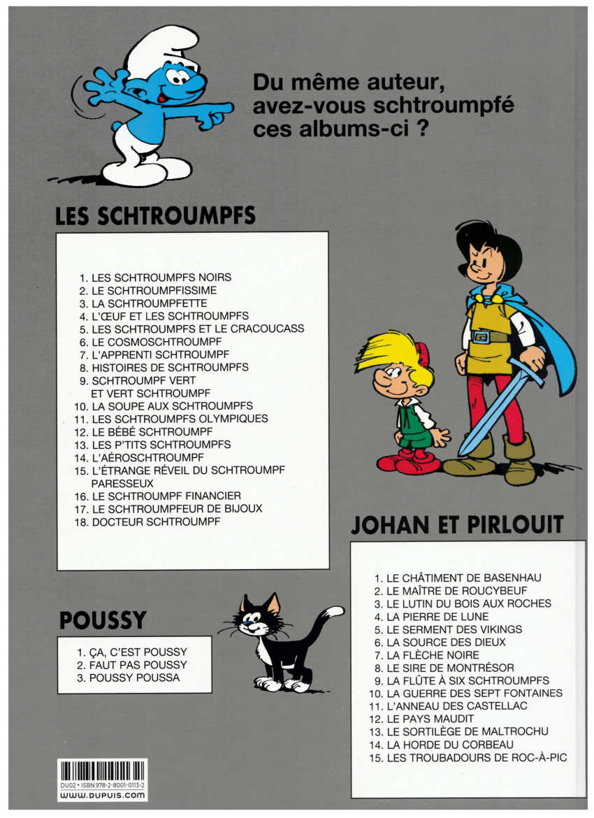 Verso de l'album Les Schtroumpfs Tome 6 Le cosmoschtroumpf