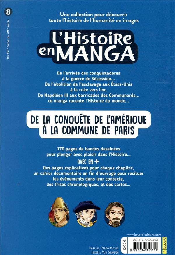 Verso de l'album L'histoire en manga 8 De la conquête de l'Amérique à la Commune de Paris